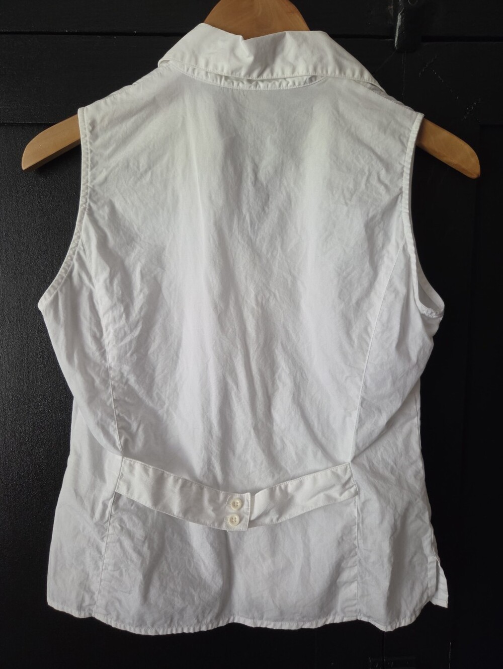 Women's Harvé Benard White Sleeveless Collared Button-Front Blouse ~ Size Small - Picture 5 of 12